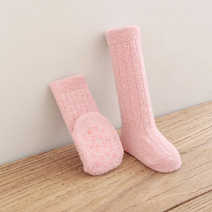 Kids Socks Thick Cold Winter Socks Super Warm Baby Snow Socks Christmas Gifts Coral Fleece Silicone Non-slip Floor Socks