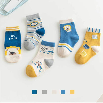 5Pairs Baby Socks Newborn Baby Boy Cute Short Sock 0-1-3-8Y Kids Cotton Toddler Cartoon Soft Children's Sports Socks for Girls