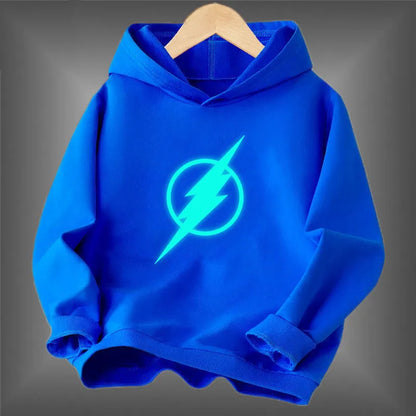 Kids Luminous Hoodies Boy Girl Streatwear Hoody Sweatshirt Pullover Casual Clothing Funny Battery Long Sleeve Glowing Clothes