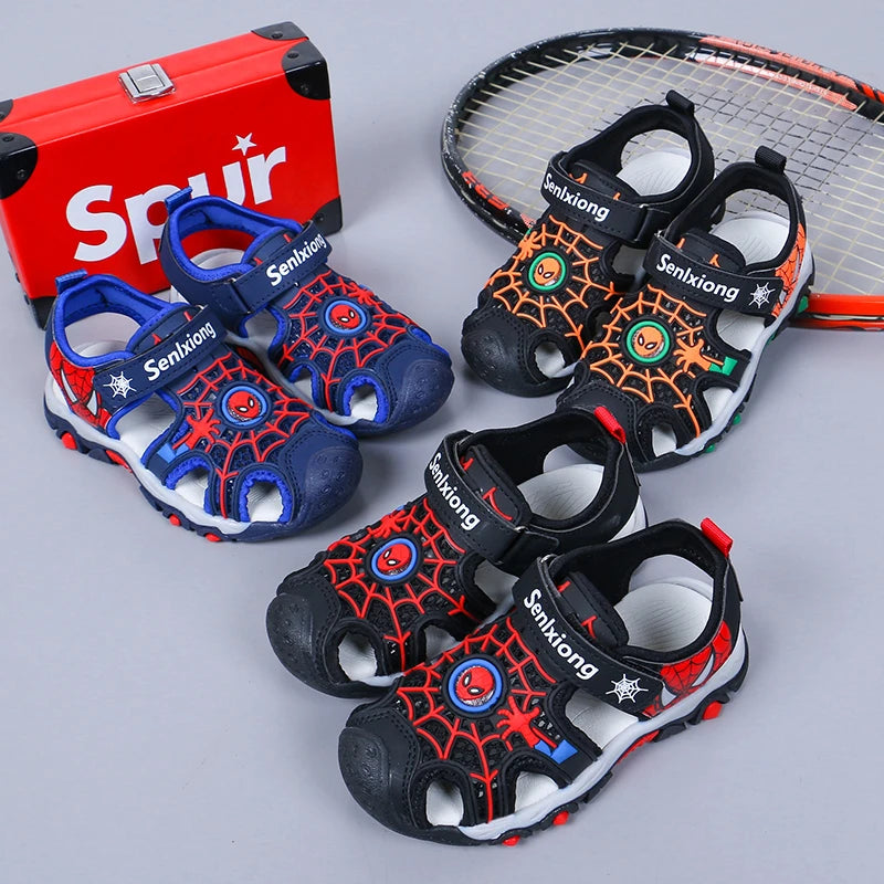 Children's Sandals Summer New Black Red Cartoon Lightweight Boys Girls Beach Shoes Blue Color Blocking Soft Kids Shoes Sandals