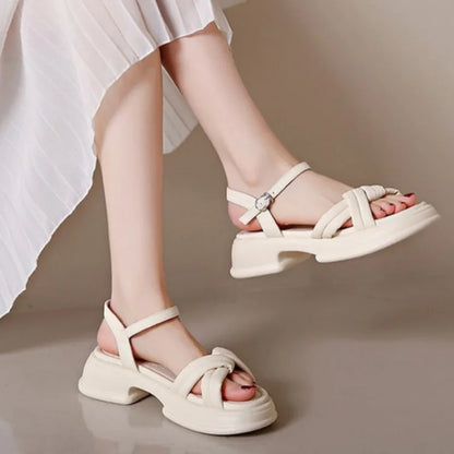 Summer Women gladiator Sandals Fashion Platform Cross-toe Sandals Comfortable Muffin Casual Women's Shoes Luxury sandales plates