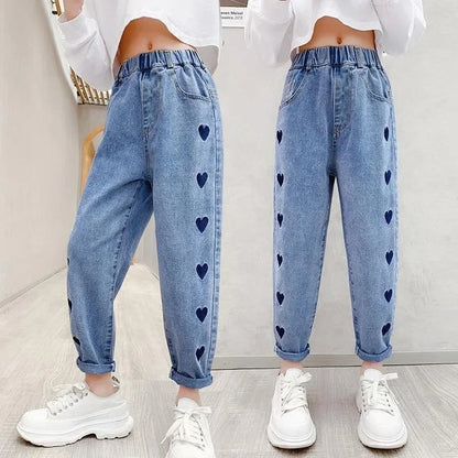 Casual Kids Baby Girls Cowboy Pants Spring Autumn Baby Girls Printing Jeans Kids Girls Children Clothing Kids Baby Girl Jeans