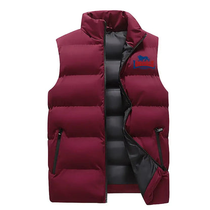 24Mens Vest Jacket Warm Sleeveless Jackets Winter Waterproof Zipper Coat Autumn Stand-up Collar Casual Waistcoat Brand Clothing