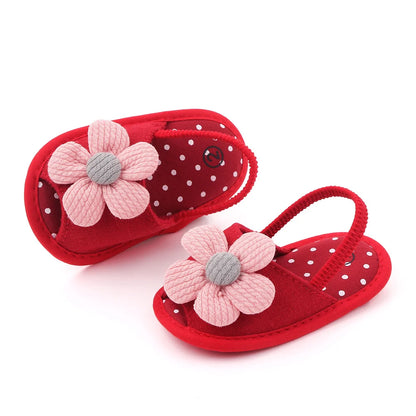 Baby Sandal with Hairband Cute Flower Design Soft Cotton Sandal for Spring and Summer Baby Girl 0-18M