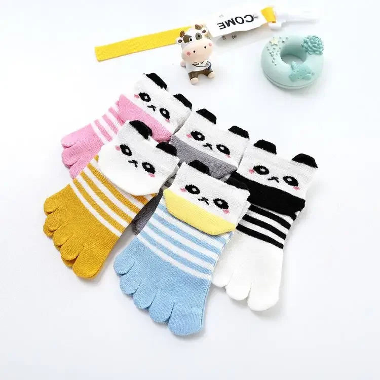 Toddler Baby Kids Girls Boys Cartoon Socks Babies Child Animal Five Fingers Sock Hosiery Mesh Breathable Toe Socks Accessories