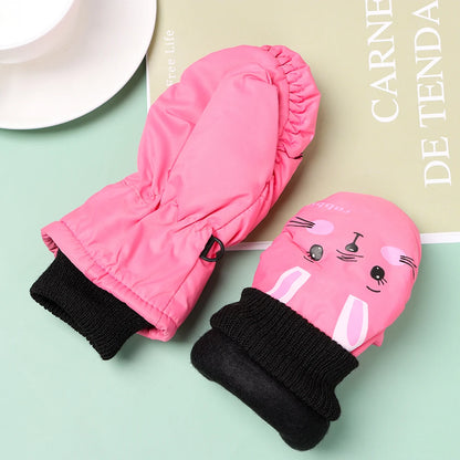 Baby Kids Gloves Winter Warm Thick Windproof Cartoon Rabbit Full Finger Mittens For Children Toddler Boys Girls 0-5 Years