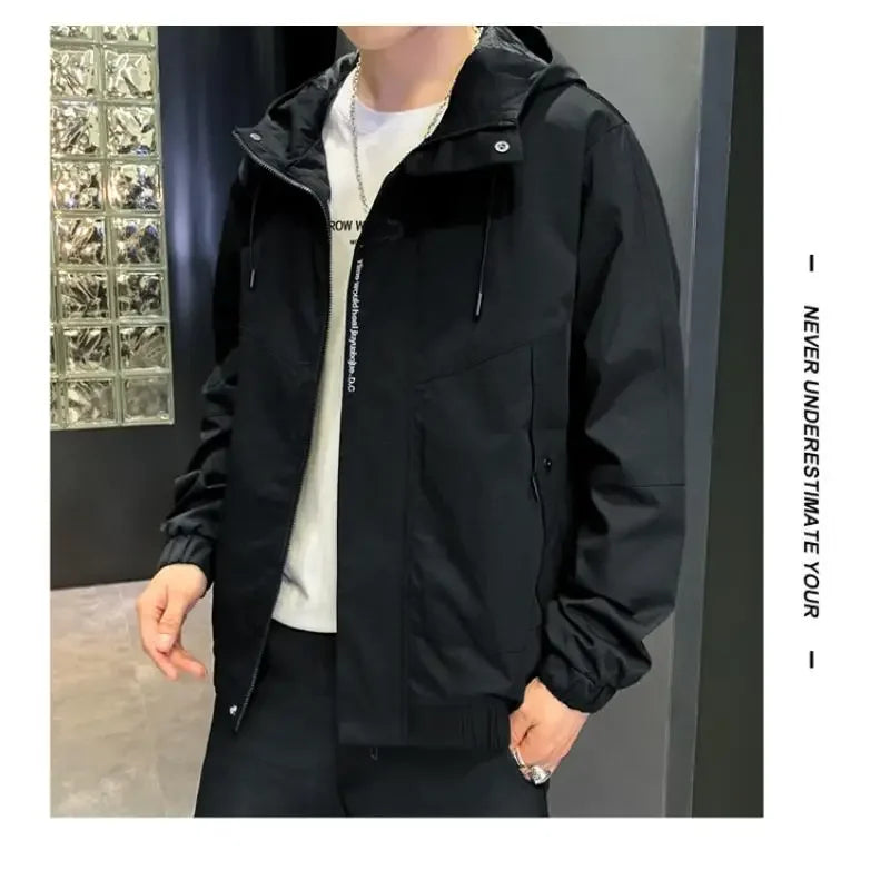 Sport Hooded Jacket for Men Plus Size 6XL 7XL Autumn Winter Fashion Coat Loose Outwear Big Size Men Clothing Chaquetas Hombre