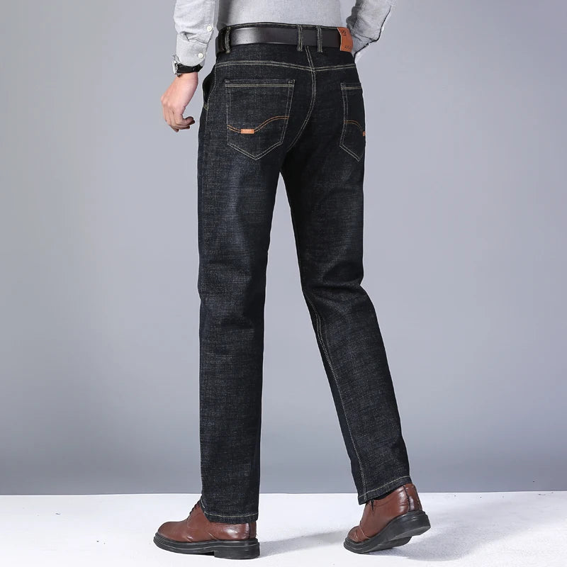 New Arrivals Regular Fit Straight Men's Business Casual Denim Pants New Arrivals Jeans Blue Black Luxury Trousers