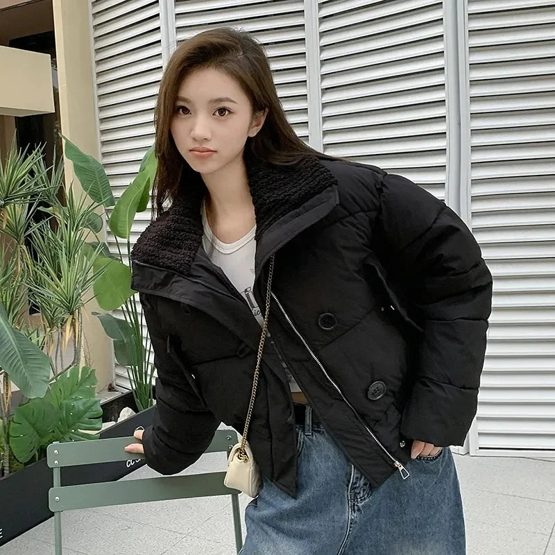 2024 New Style Korean Winter Thicken Warm Jackets Women Puffer Snow Wear Coat Female Stand Collar Down Cotton Padded Clothes