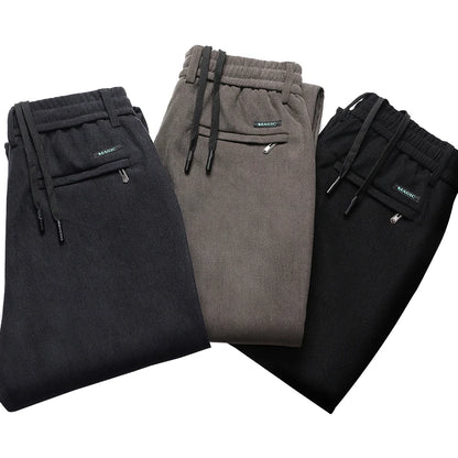 Men's Casual Pants Elastic Waist Sweatpants Autumn Winter Clothes Drawstring Trousers Male Corduroy Warm Large Size Pants