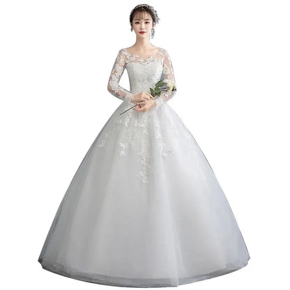 Wedding dress for women New Bride Long Sleeves Princess wedding dresses vestido novia lace up plus size ball gowns