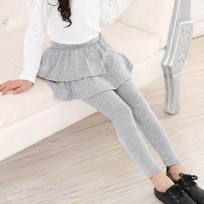 Spring Autumn Cotton Warm Girl Leggings Skirt-pants Cake Skirt Kids leggings Children girls Pants Trousers 3-11 Years