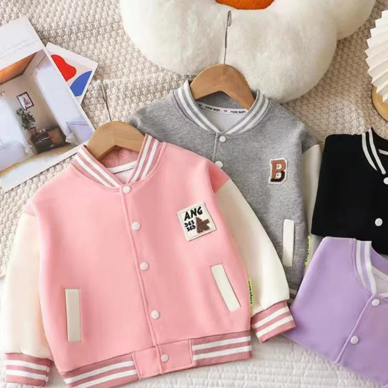 Autumn Children's Clothing Sports Baseball Uniform Outerwear Winter Cardigan Jackets Top Kid Boys Girls Coats