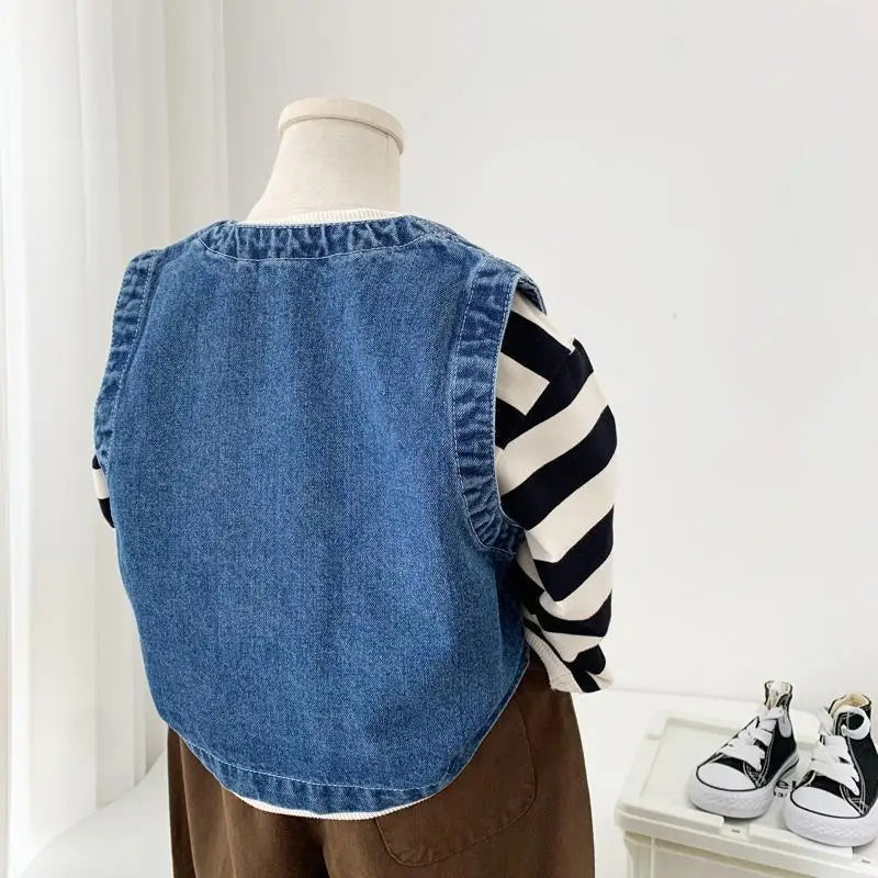 2024 new spring autumn summer fashion Baby girl kids cotton Denim vest children comfortable cute baby Clothes Children Clothing