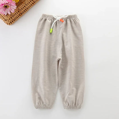 Children Pants Summer Cotton Thin Breathable Prevent Mosquito Candy Color Kids Boys Girls Baby Pants