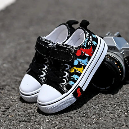 Children Cartoon Canvas Shoes for Boys Girls Casual Low-top Shoes Spring Breathable Non-slip Board Shoes Fashion Kids Sneakers