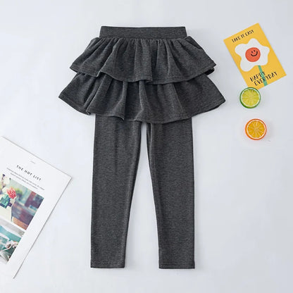 Girls' Leggings Spring and Autumn Styles Children's Fake Two-piece Pantskirt  Wearing Elastic Skirt Pants for  Girls Outside