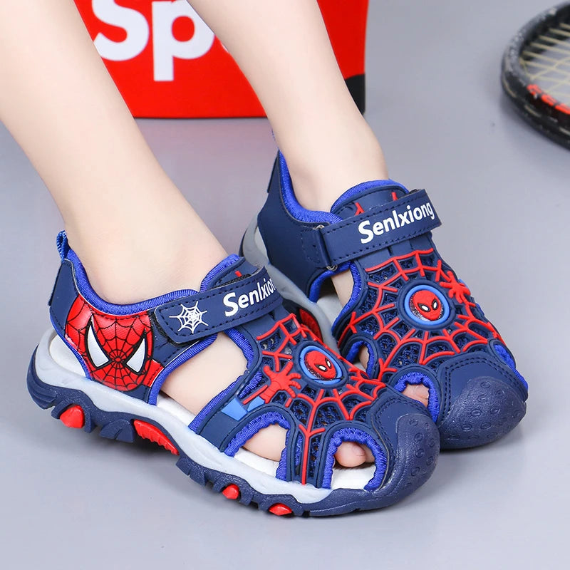 Children's Sandals Summer New Black Red Cartoon Lightweight Boys Girls Beach Shoes Blue Color Blocking Soft Kids Shoes Sandals