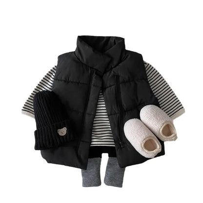 2025 Winter New Baby Sleeveless Warm Vest Infant Padded Jacket Cotton Kids Thick Casual Coat Boy Girls Turtleneck Windproof Vest