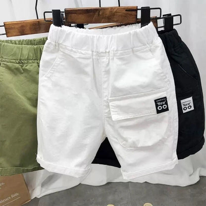 Children's Boy Shorts Casual Loose Pants Kids Solid Color Boys Trousers Teenager Fashion Sports Mid-Short Trousers Pants