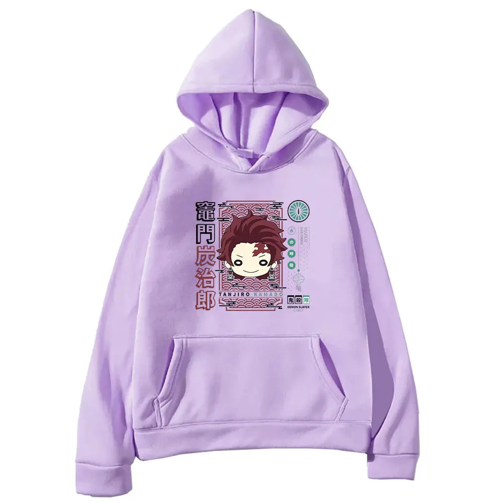 Demon Slayer Anime Hooded Kamado Tanjirou Printed Men Women Hoodies Long Sleeve Casual Loose Sweatshirt Harajuku Streetwear