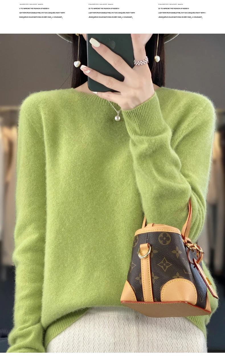 New cashmere sweater women's sweater in autumn and winter 100% merino wool fashion O-neck autumn warm pullover top