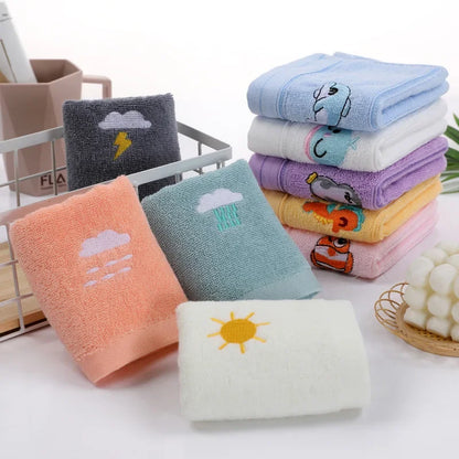 25*50cm Children Towels Baby Face Towel Soft Embroidered Absorbent Cotton Bath Towels for Newborn Kids Handkerchief Shower Stuff