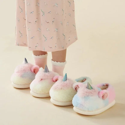 Autumn Winter Children Warm Indoor Cotton Slippers Girls Unicorn Cotton Slippers for Girls Kids Fashion Home Shoes Flat