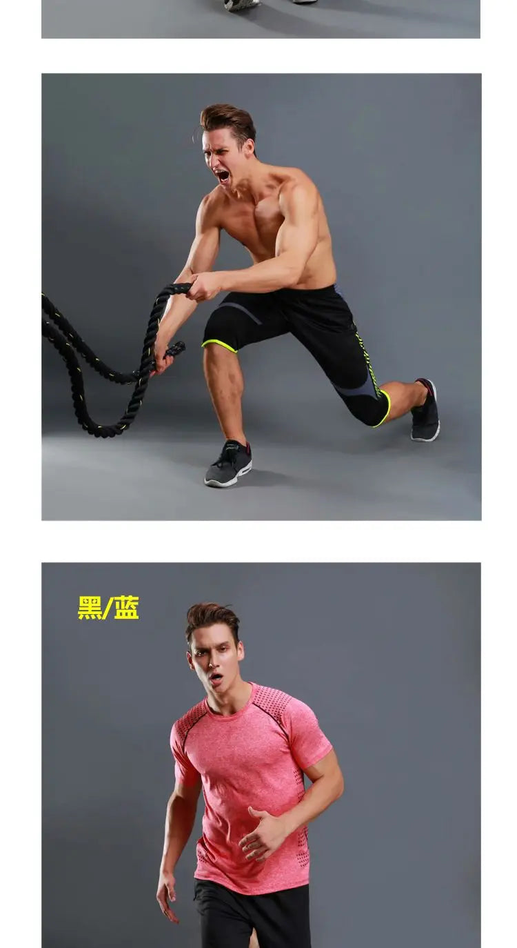 Summer Men Sports Striped Cropped Pants New Fitness Running Riding Train Quick Drying Breathable Loose Thin Large Size Shorts