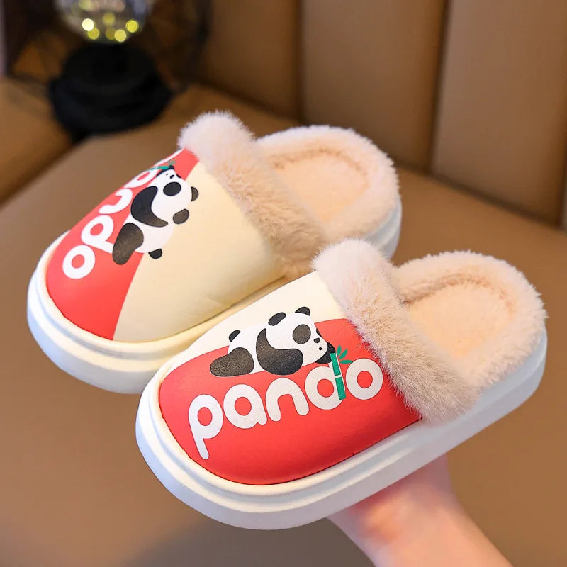 Child Cotton Slippers Children's Cute Panda Cartoon Warm Kid Winter Indoor Shoe Soft Sole Kids Boys Girls Plush Home Shoes