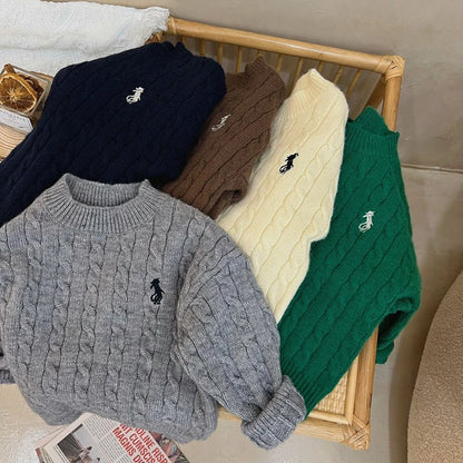 IYEAL Spring and Autumn Children's Sweaters Boys Girls Treasure Knitted Retro Pullovers Raglan Jackets Loose Cotton Tops