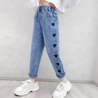 Casual Kids Baby Girls Cowboy Pants Spring Autumn Baby Girls Printing Jeans Kids Girls Children Clothing Kids Baby Girl Jeans