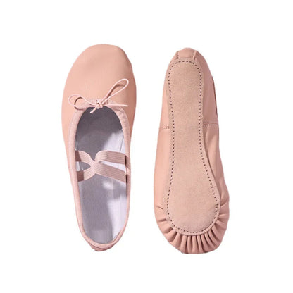 Children's Gymnastics Dance Shoes Girls Soft Sole Adult Folk Dance Beginners PU Leather Pink Ballet Training Shoes for Women