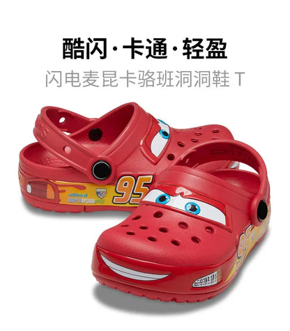 Miniso Disney Lightninged Mcqueens Pixar Cartoon Solid Slippers Fit Ages 6-12 Children Outdoor Sandals Breathable Eva Shoes Gift