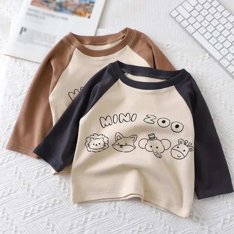 Spring Children's T-shirt Boys Girls Long Sleeve Base Coat Leisure Wear Boys Girls Tops Kids Clothes