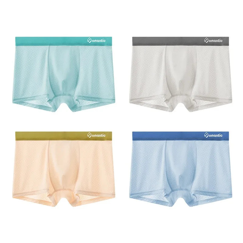 Summer Teens Boys Breathable Mesh Panties 4PCS Kids Solid Daily Knickers Lad Thin Antibacterial Briefs 7+y Young Child Underwear