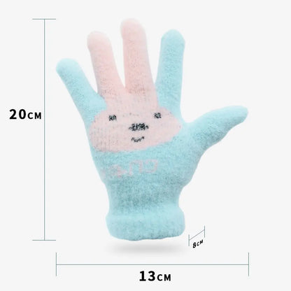 4-10 Years Children Girl Gloves Knitted Winter Boy Full Finger Wool Gloves Baby Girls Cute Rabbit Warm Soft Knitted Kids Gloves