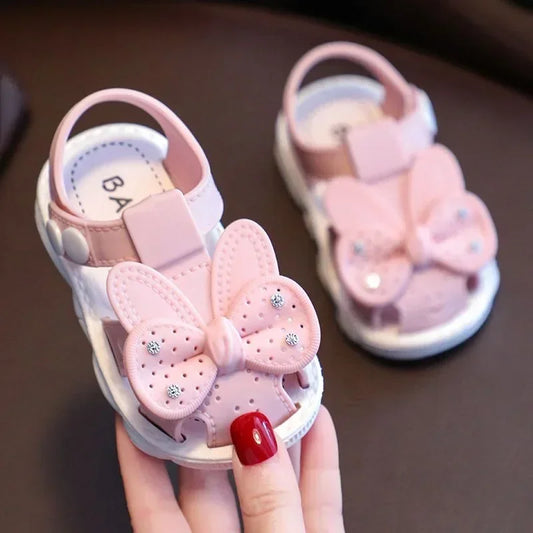 Solid Bow Children's Summer Shoes Cute PVC Beach Non Slip Sandals For Baby Girls Footwear Soft Infant Kids Fashion Sandals