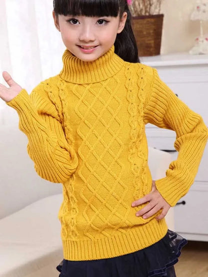 Children's Sweater Boys Girls Jacket Kids Warm Solid Clothing Baby Autumn Winter Tops Teenagers Fleece Thick Turtleneck Pullover