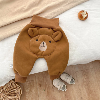 Winter And Autumn Newborn Baby Girls And Boys Trousers Cotton Cute Cartoon Elastic Waist Korean Fashion Thickened Soft Casual