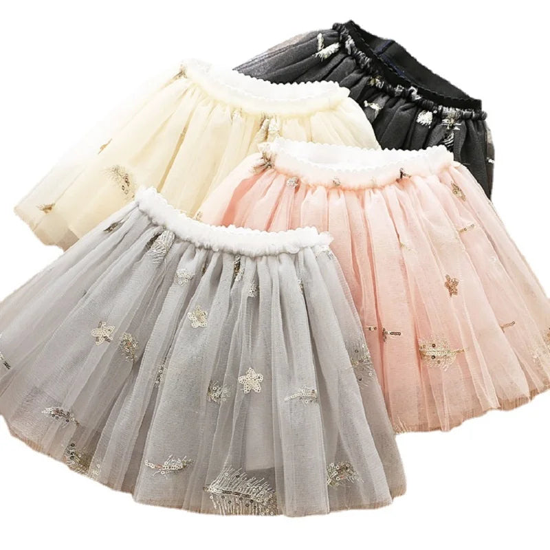 2-7Y Fashion Stars Girl Skirt Tutu Baby Girls Princess Mesh Party Ball Gown Dance Ballet Skirts Tule Children Clothes Dot Kids