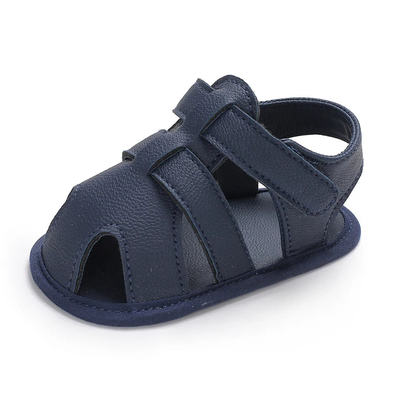 Summer 0-18 Months Baby Sandals Handsome Boys Headband Anti Kick PU Breathable Casual Walking Shoes