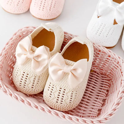 Baby Spring and Autumn Shoes Cute Bowknot for Toddler Girl 0-9-18 Months Infant Shoe Soft Breathable Anti-slip Sole High Quality