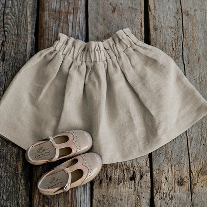 Girl's Cotton And Linen Midi Skirt Summer New Children's Casual Loose Elastic Waist Ruched Simple Skirt Baby Girl Skirts TZ228