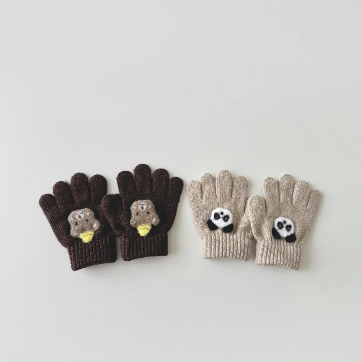 3-6 Years Children's Gloves Autumn and Winter Fashion Girls Boys Knitted Warm Cartoon Super Cute Five-finger Gloves Wholesale