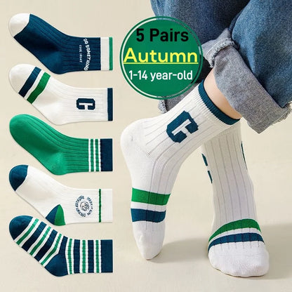 5 Pairs Children's Socks Autumn Socks Kids Boys Cotton Socks Baby Cartoon Pattern Medium Sock