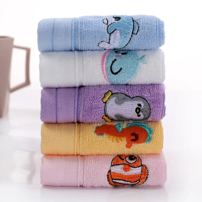 25*50cm Children Towels Baby Face Towel Soft Embroidered Absorbent Cotton Bath Towels for Newborn Kids Handkerchief Shower Stuff