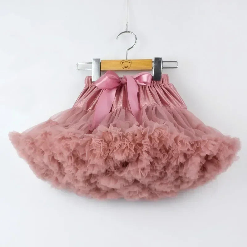 HOT Girls Tutu Skirts Solid Fluffy Tulle Princess Ball Gown Pettiskirt Kids Ballet Party Performance Dress for Children PP001