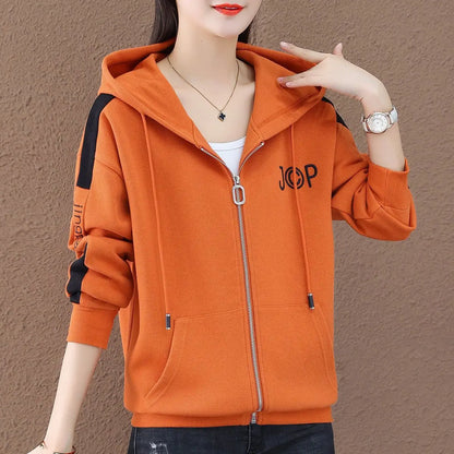 Women's Zipper Cardigan Top with Added Velvet Thickened Short Autumn Winter New Loose Casual Hooded Sweatshirt Fashion Hoodies