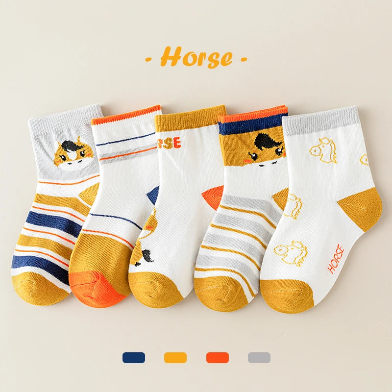 5Pairs Children's socks animal Print Comfortable Breathable Casual Soft Kids Socks thin socks for children носки летние детские